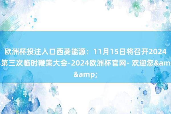 欧洲杯投注入口西菱能源：11月15日将召开2024年第三次临时鞭策大会-2024欧洲杯官网- 欢迎您&